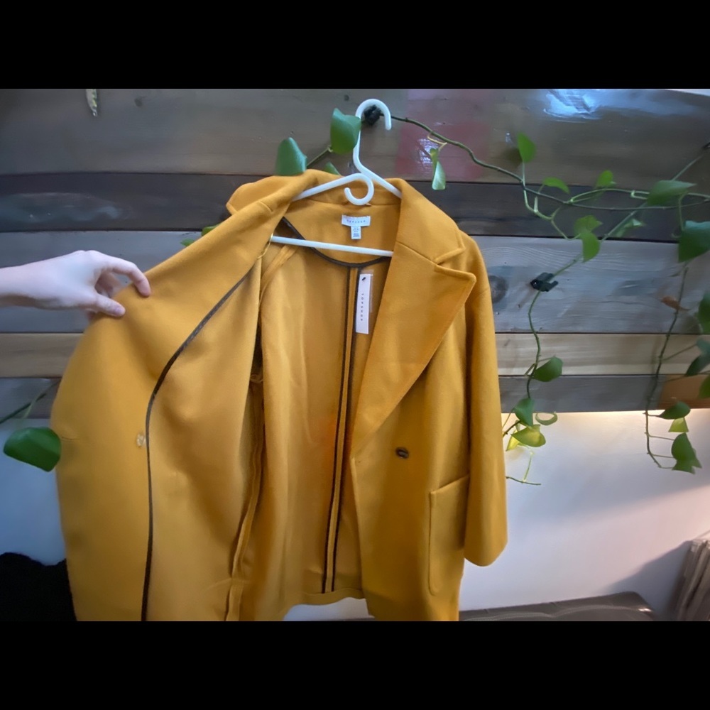 NWT - TOPSHOP Long Yellow Carly Slouch Peacoat (6) - Picture 13 of 16